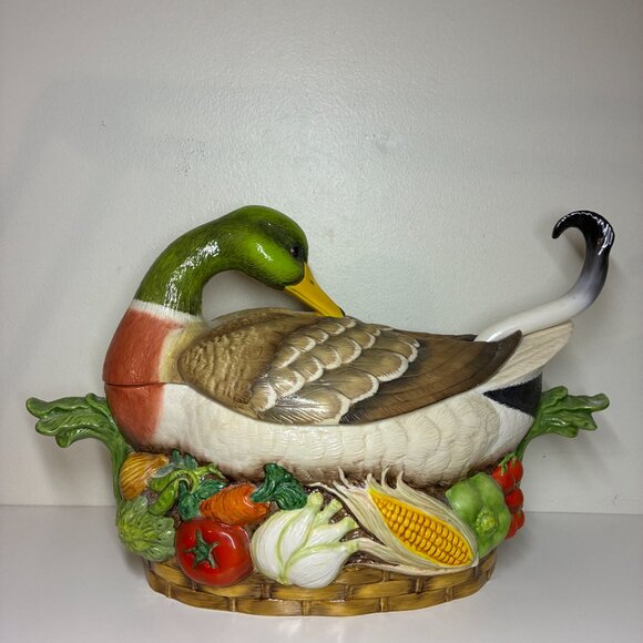 Le Cordon Bleu Country Life Fine Porcelain Tureen Mallard Duck Franklin Mint - Picture 3 of 9